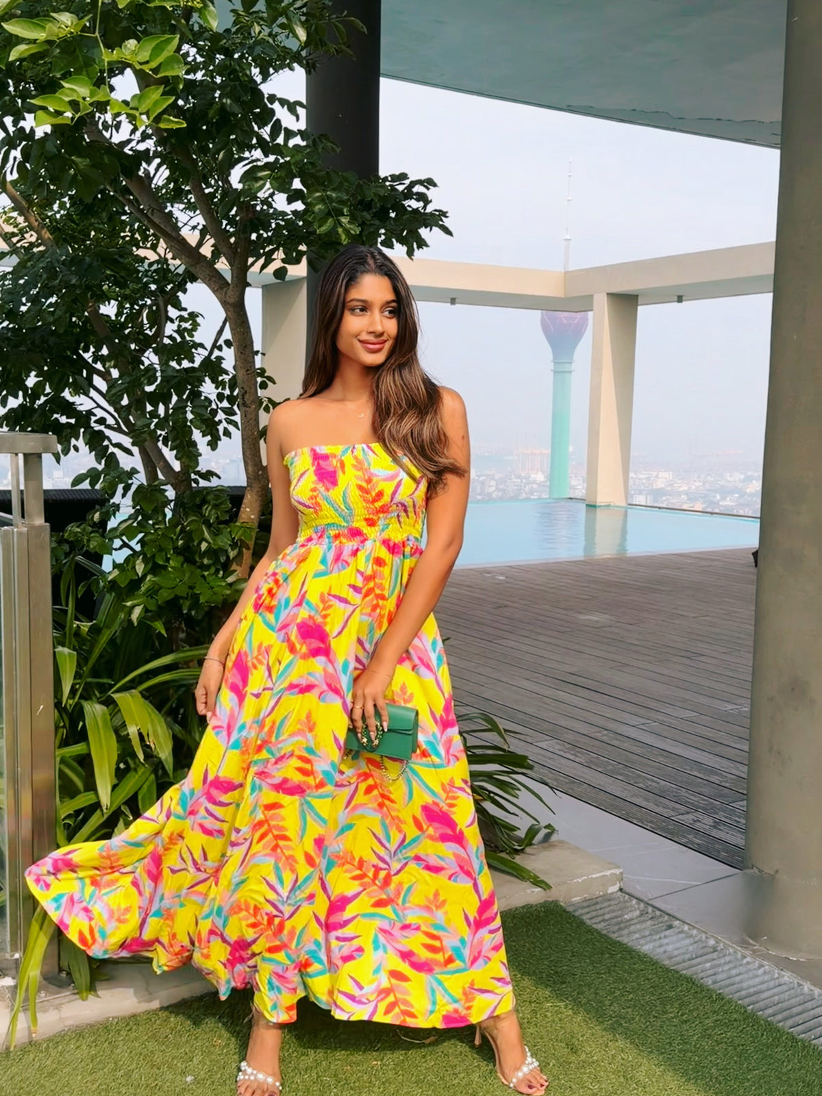 Multicolored Smock Tube Dress