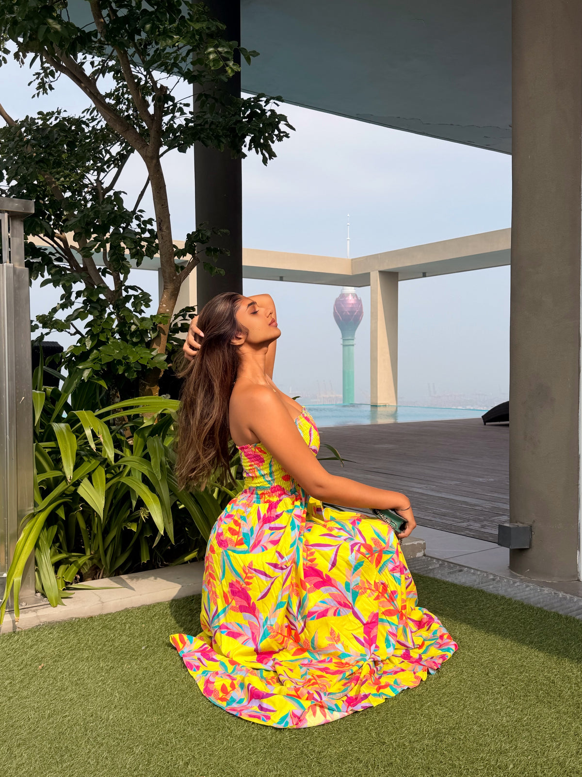 Multicolored Smock Tube Dress