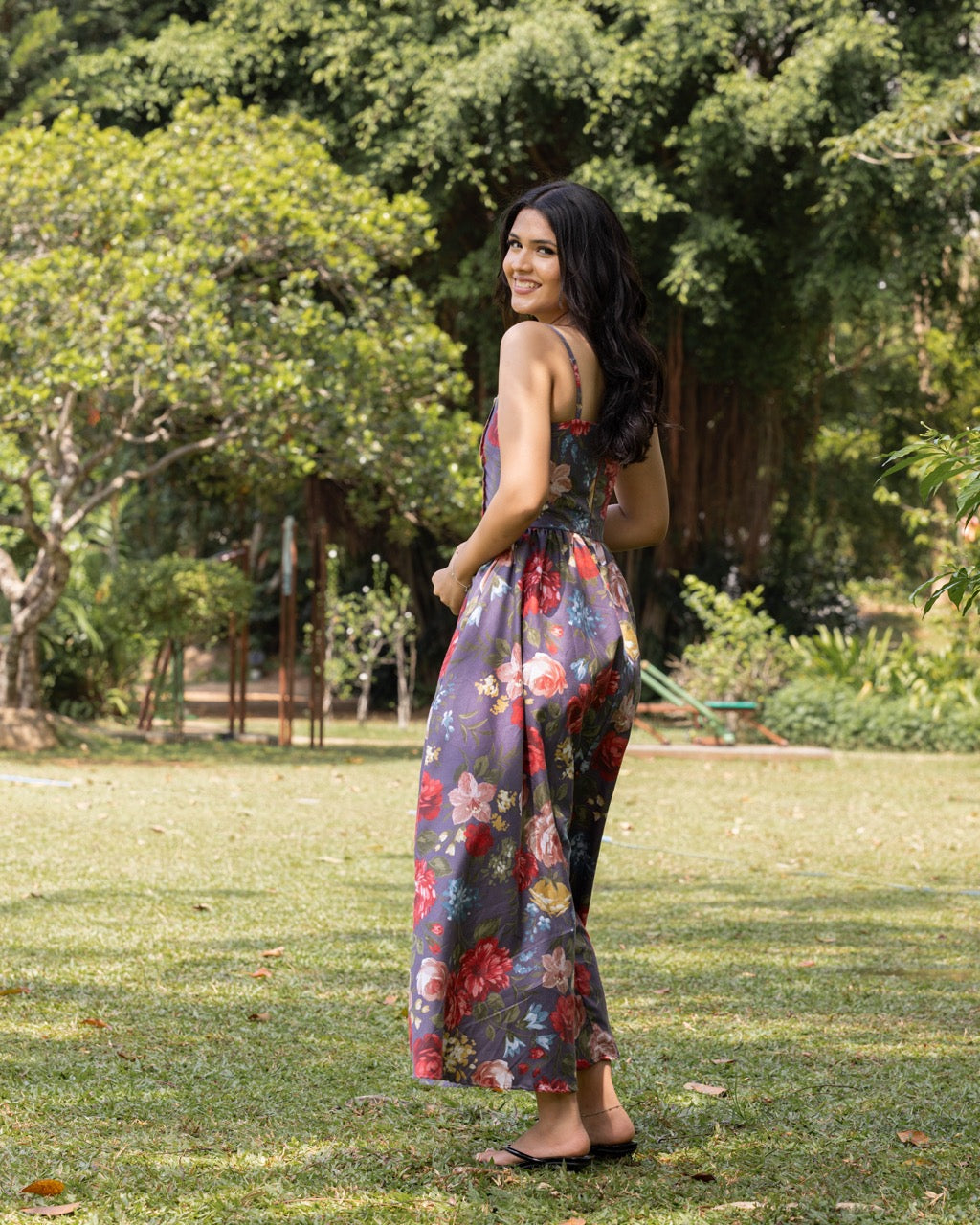 Lavender Floral Corset-Style Garden Dress