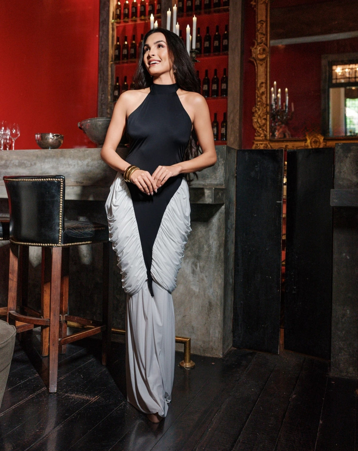 Monochrome Muse B/w Elegant Gown