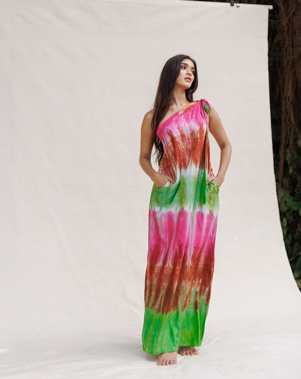 One Side tie knot Batik Dress