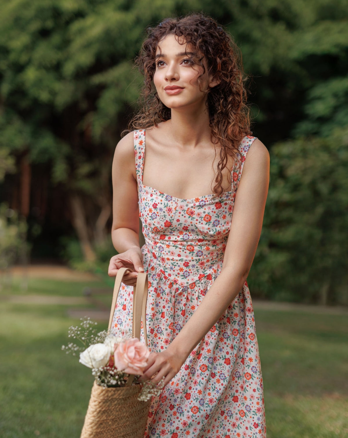 Tiny Floral Printed Strap Dress