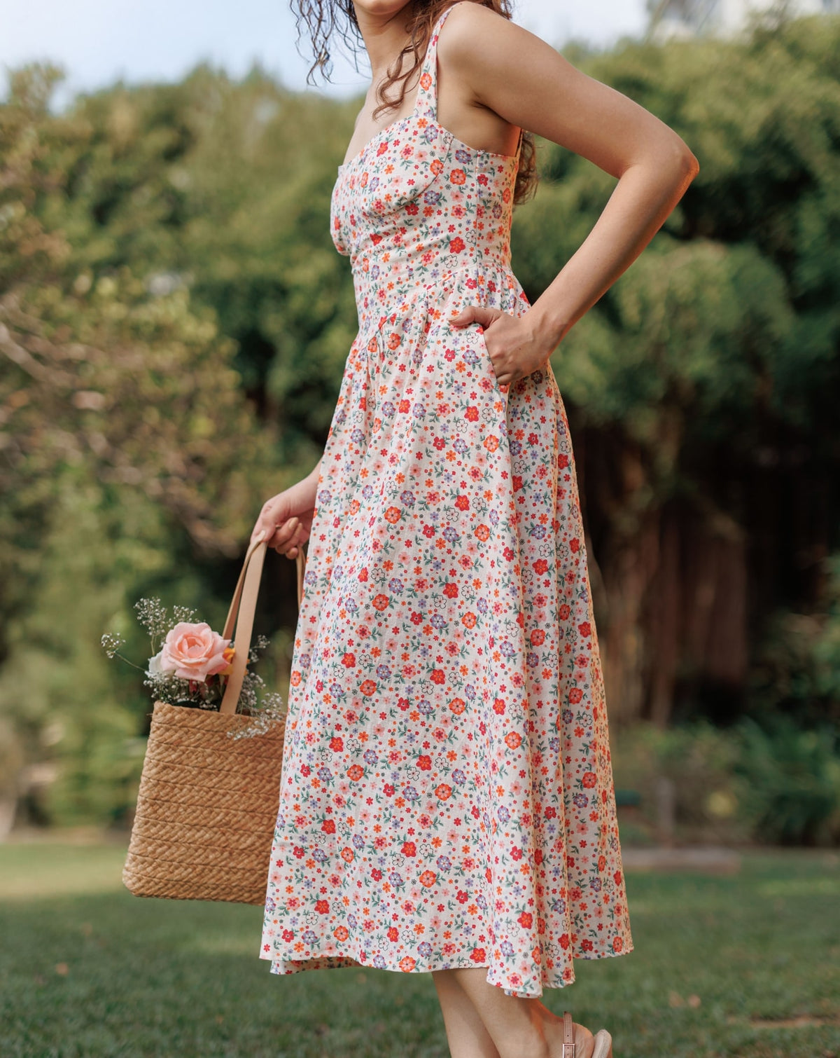 Tiny Floral Printed Strap Dress
