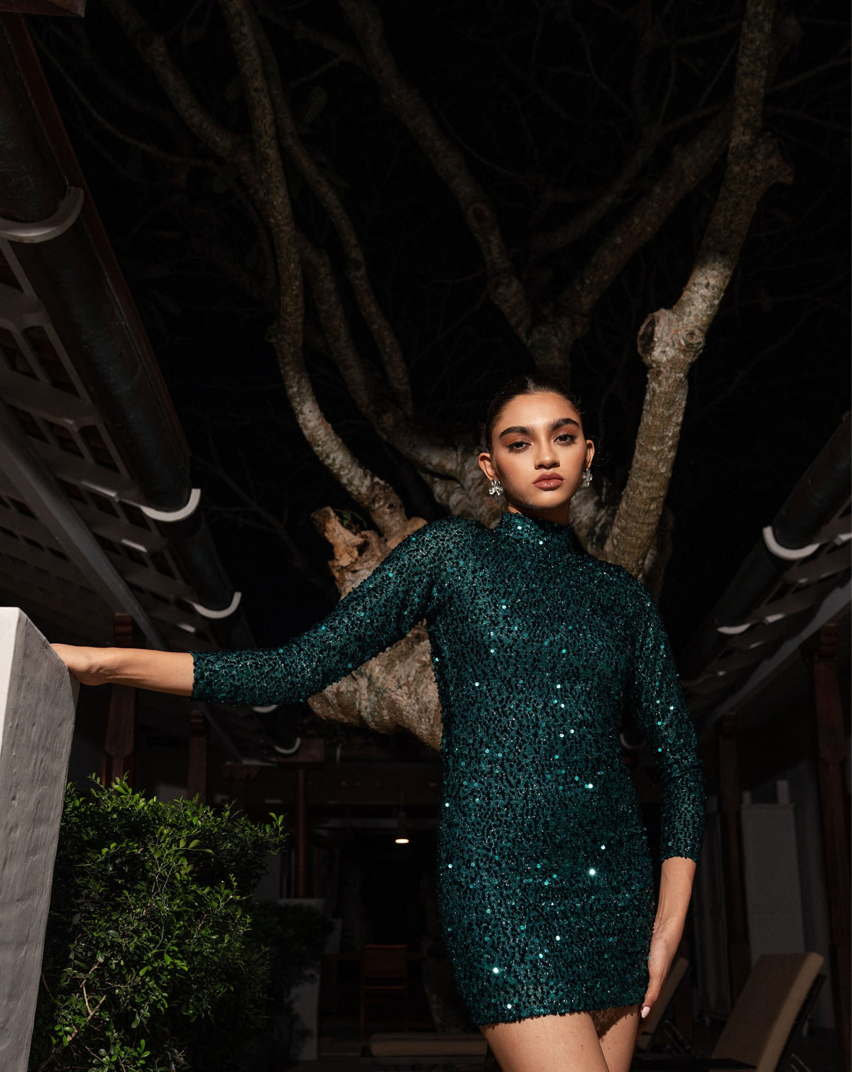 Green sequined Short Dress