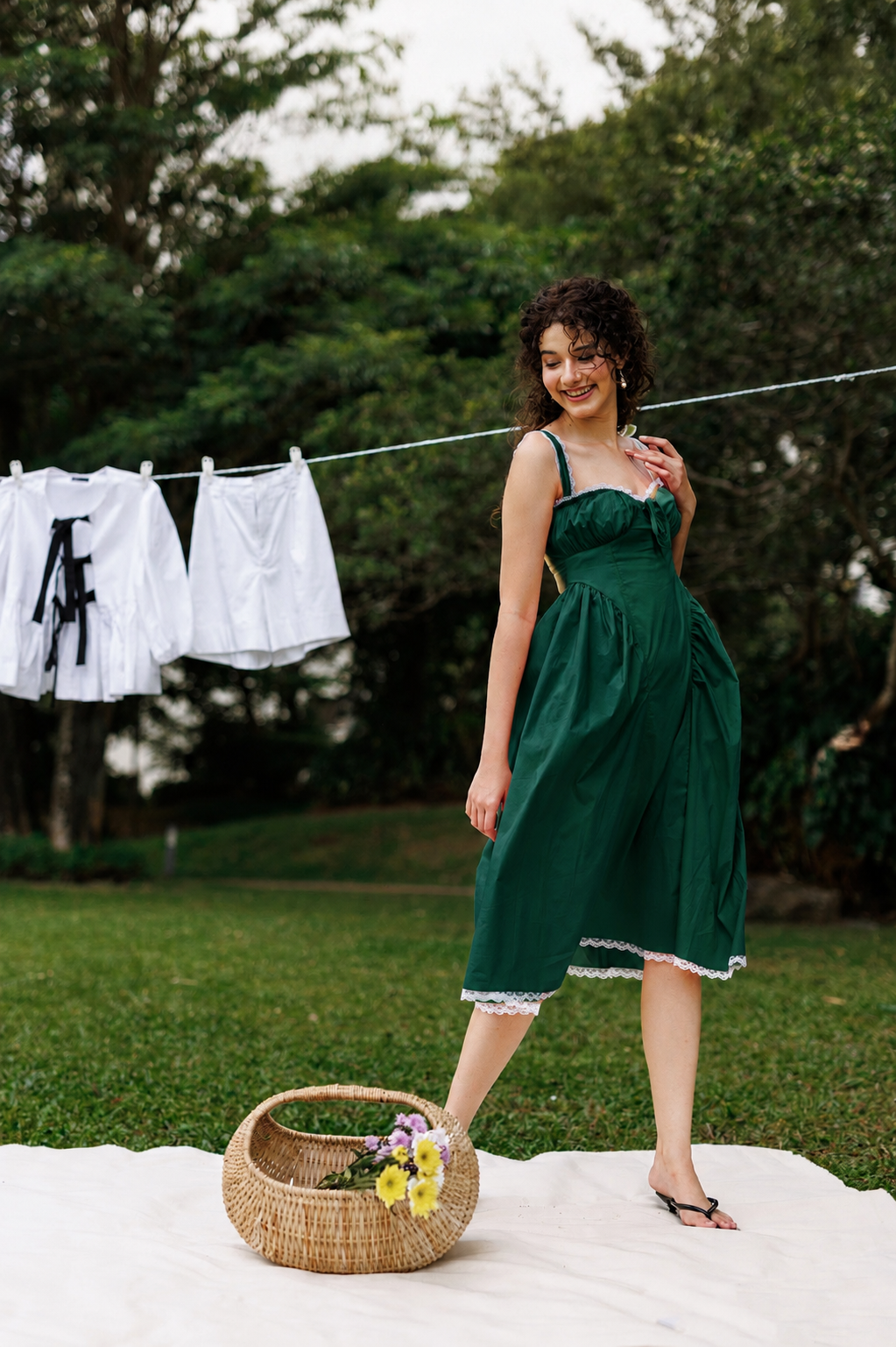 Forest Green Bustier Sundress