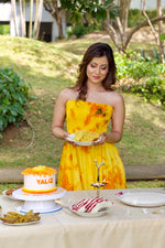 Yellow Batik Tube Smocked Dress