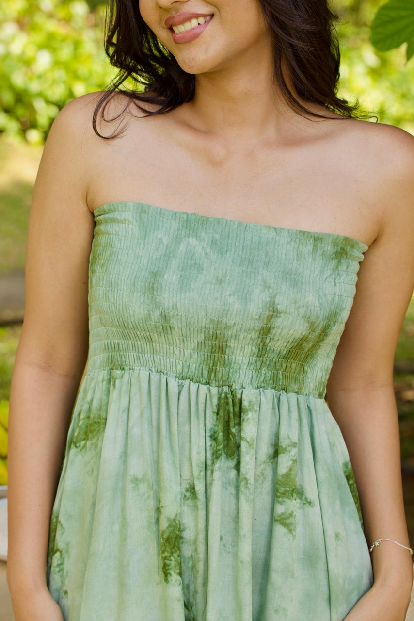 Olive Green Tube Smocked Dress
