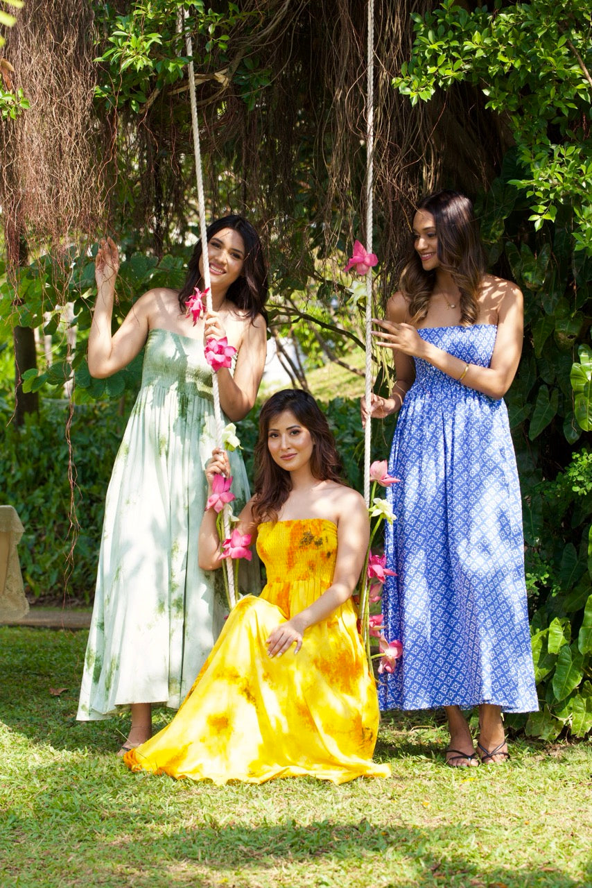 Yellow Batik Tube Smocked Dress