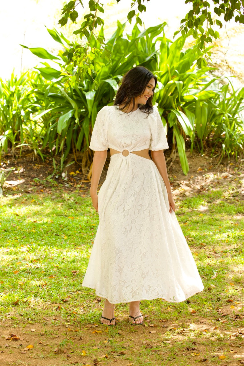 Cut Out Ring Celeste Blush Lace Dress