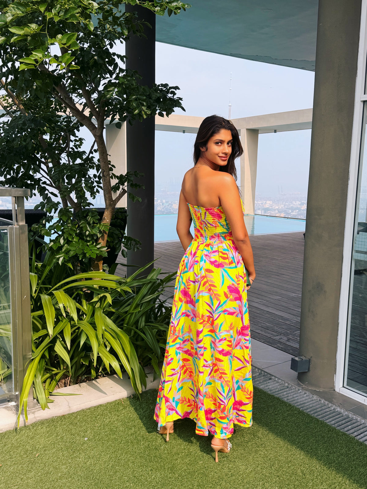 Multicolored Smock Tube Dress