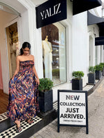 Autumn Smocked Dark Print Tube Dress