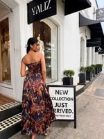 Autumn Smocked Dark Print Tube Dress