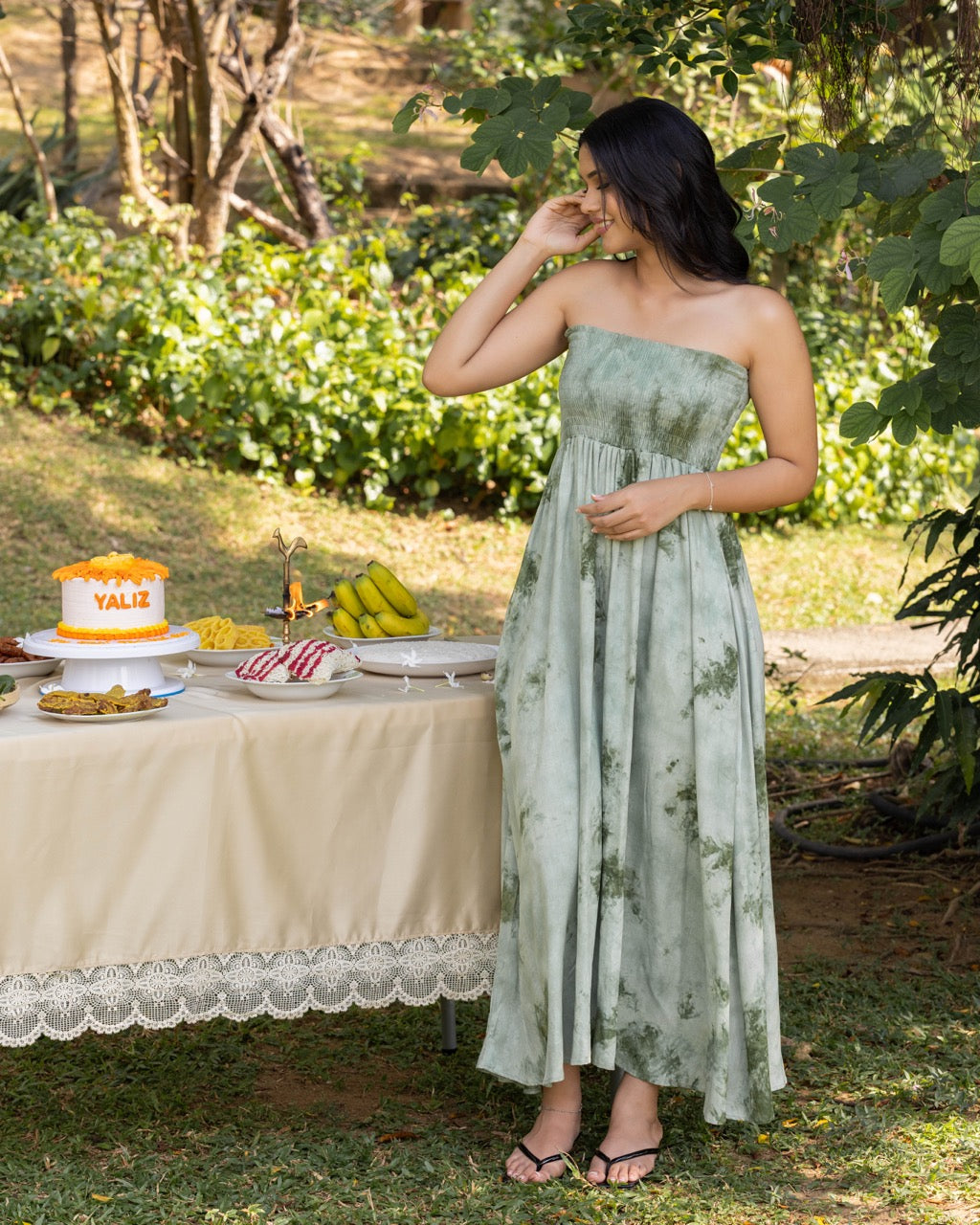 Olive Green Tube Smocked Dress
