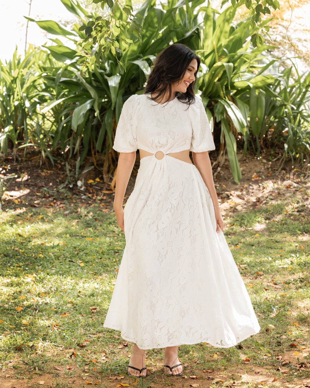 Cut Out Ring Celeste Blush Lace Dress