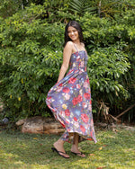 Lavender Floral Corset-Style Garden Dress