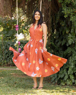 Floral Printed Halter Midi Dress