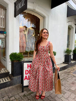 Tiny Printed Bustier Dress with Beige Bow