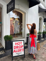 Tiny Printed Bustier Dress with Red Bow