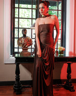 Eclipse Drape Slit Dress With Neck Showl