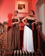 Eclipse Drape Slit Dress With Neck Showl