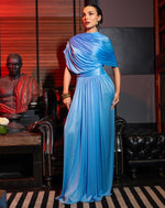 Elysian Light Blue Draped Elegant Gown