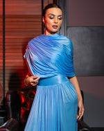 Elysian Light Blue Draped Elegant Gown