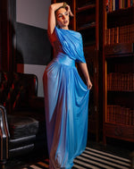 Elysian Light Blue Draped Elegant Gown