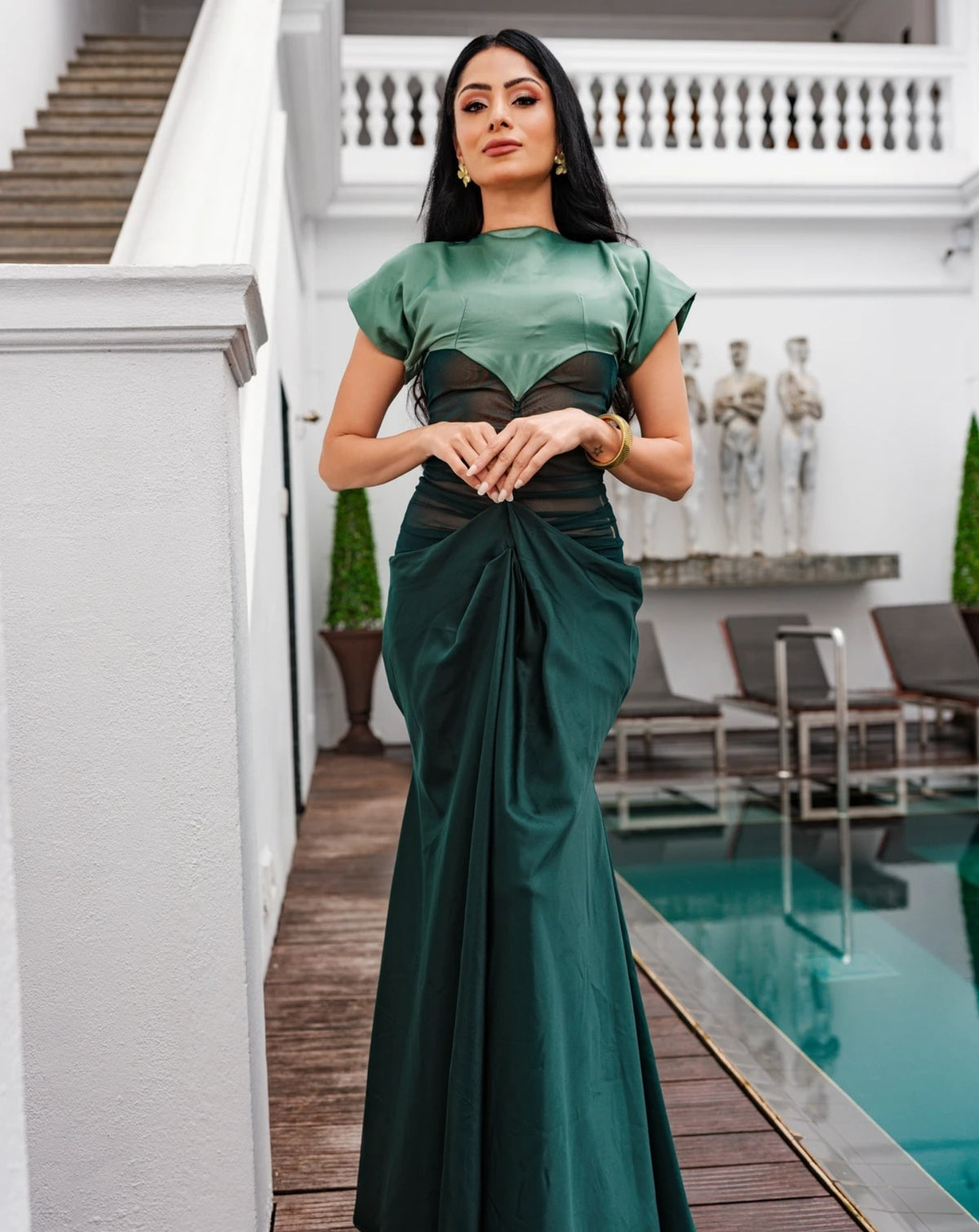 Emerald Mirage Gown In Green