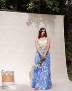 Blue Printed Maxi Skirt