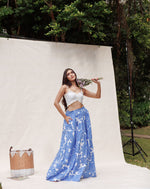 Blue Printed Maxi Skirt