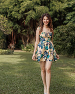 Green Floral Printed Short Dress
