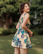 Green Floral Printed Short Dress