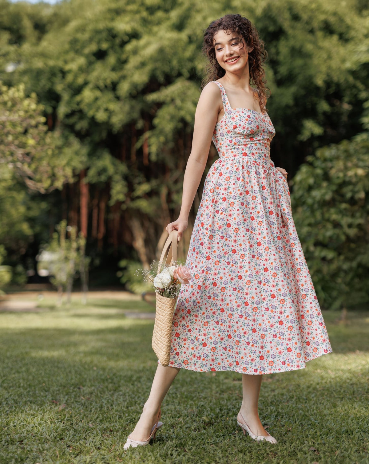 Tiny Floral Printed Strap Dress