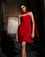 Red Tube Short Dress With Neck Strap