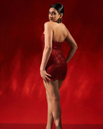 Red Sequined Tube Short Dress