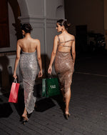 Misty Gold One Shoulder Sequin Evening Gown