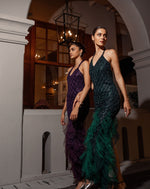 Emerald Green Ruffle Net Gown