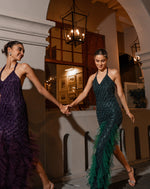 Emerald Green Ruffle Net Gown