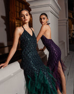 Emerald Green Ruffle Net Gown