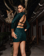 Green sequined Short Dress