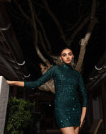 Green sequined Short Dress