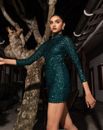 Green sequined Short Dress