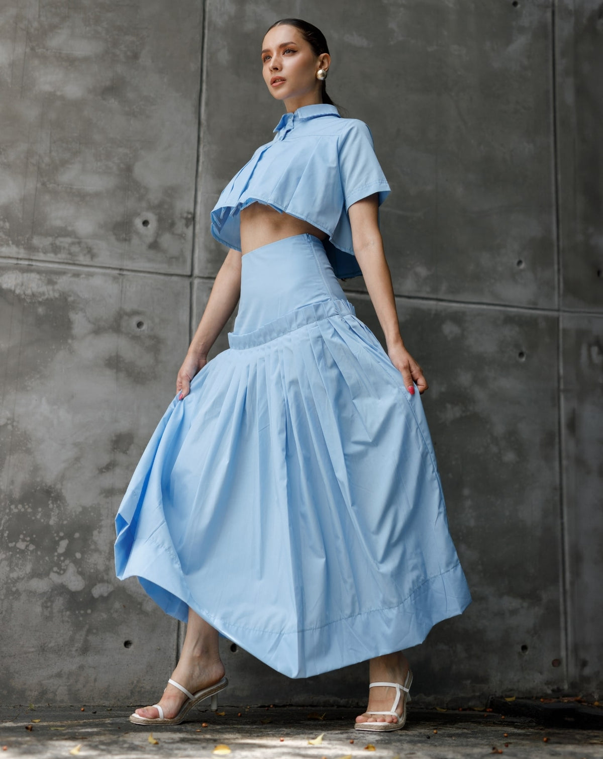 Light Blue Pleated Shirt