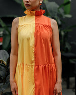 Half Sleeveless Two-Tone Maxi Dress