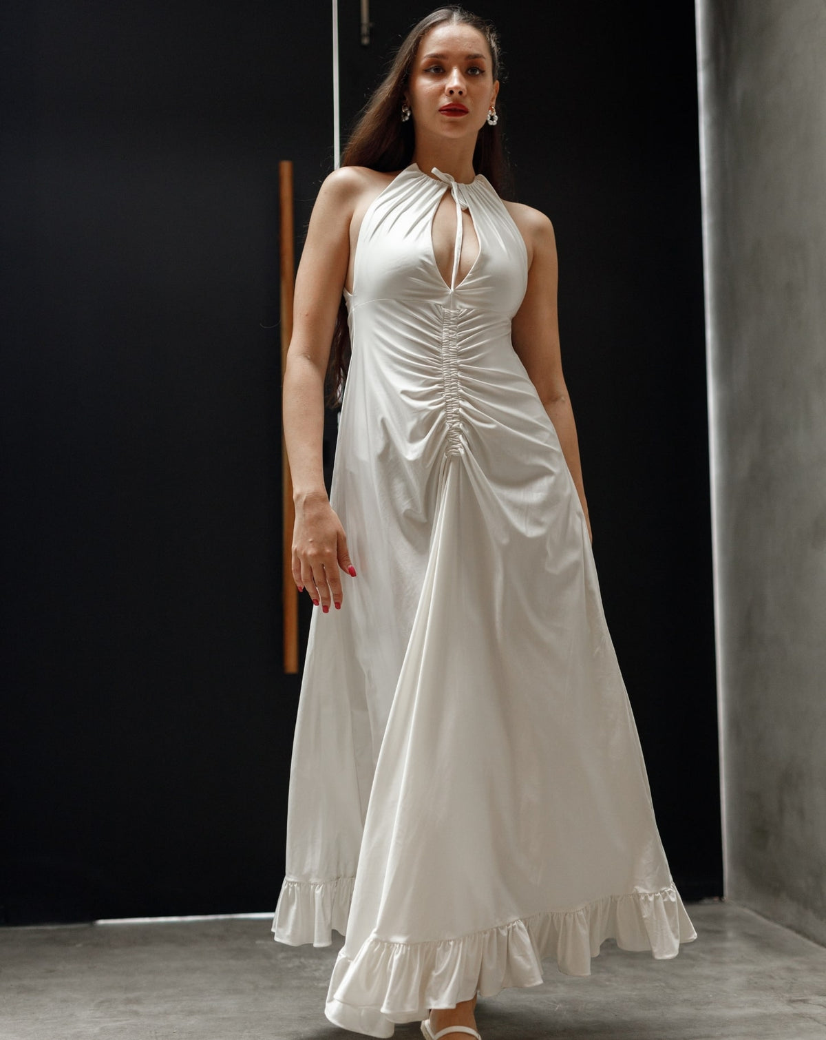 Halter Neck Maxi Party Dress