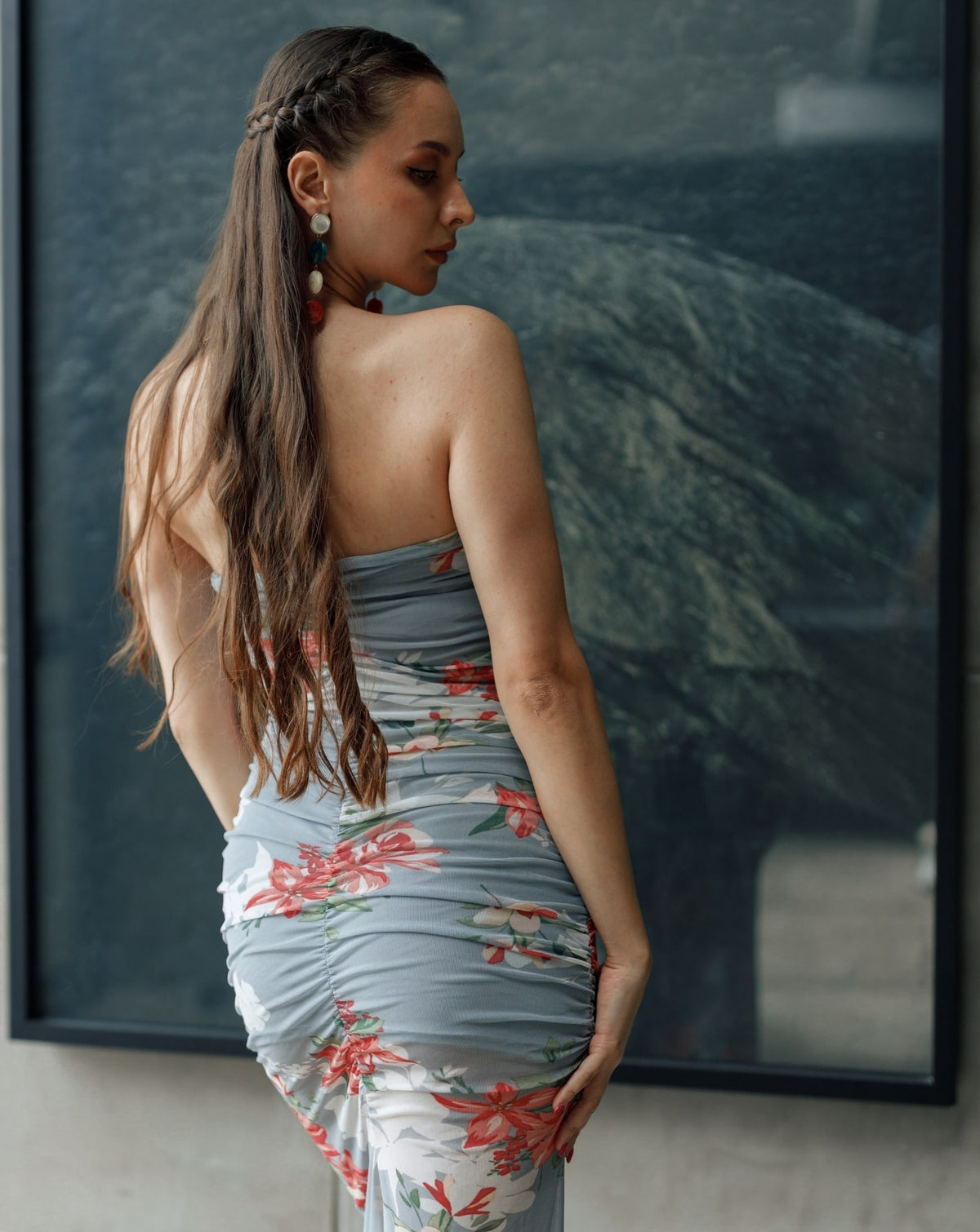 Gery Net Printed Tube Dress