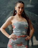 Gery Net Printed Tube Dress