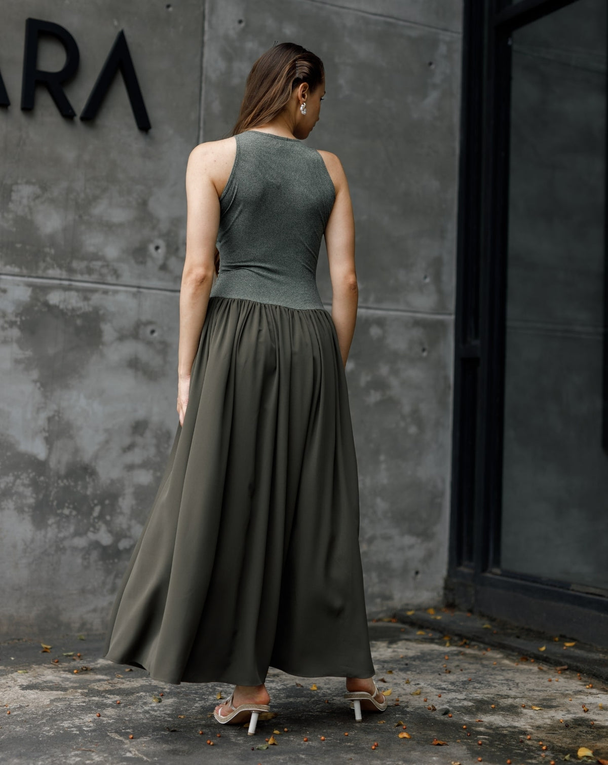 Green Rib Long Dress
