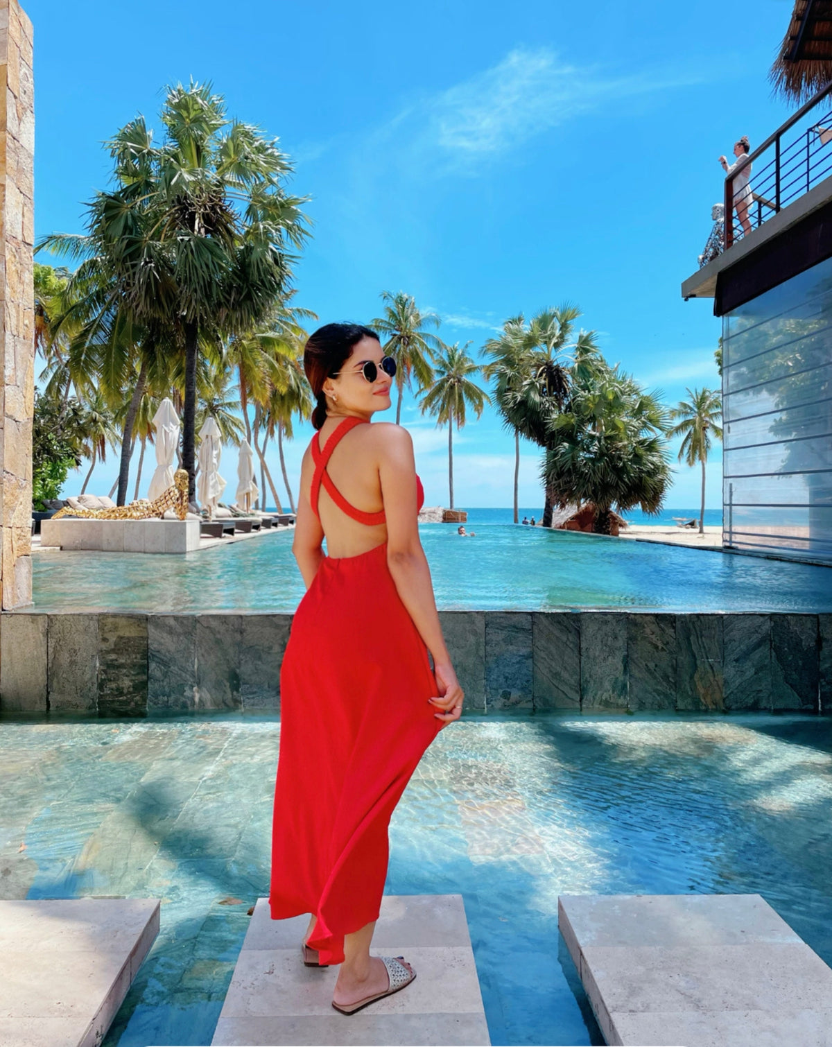 Cross Back Red Dress