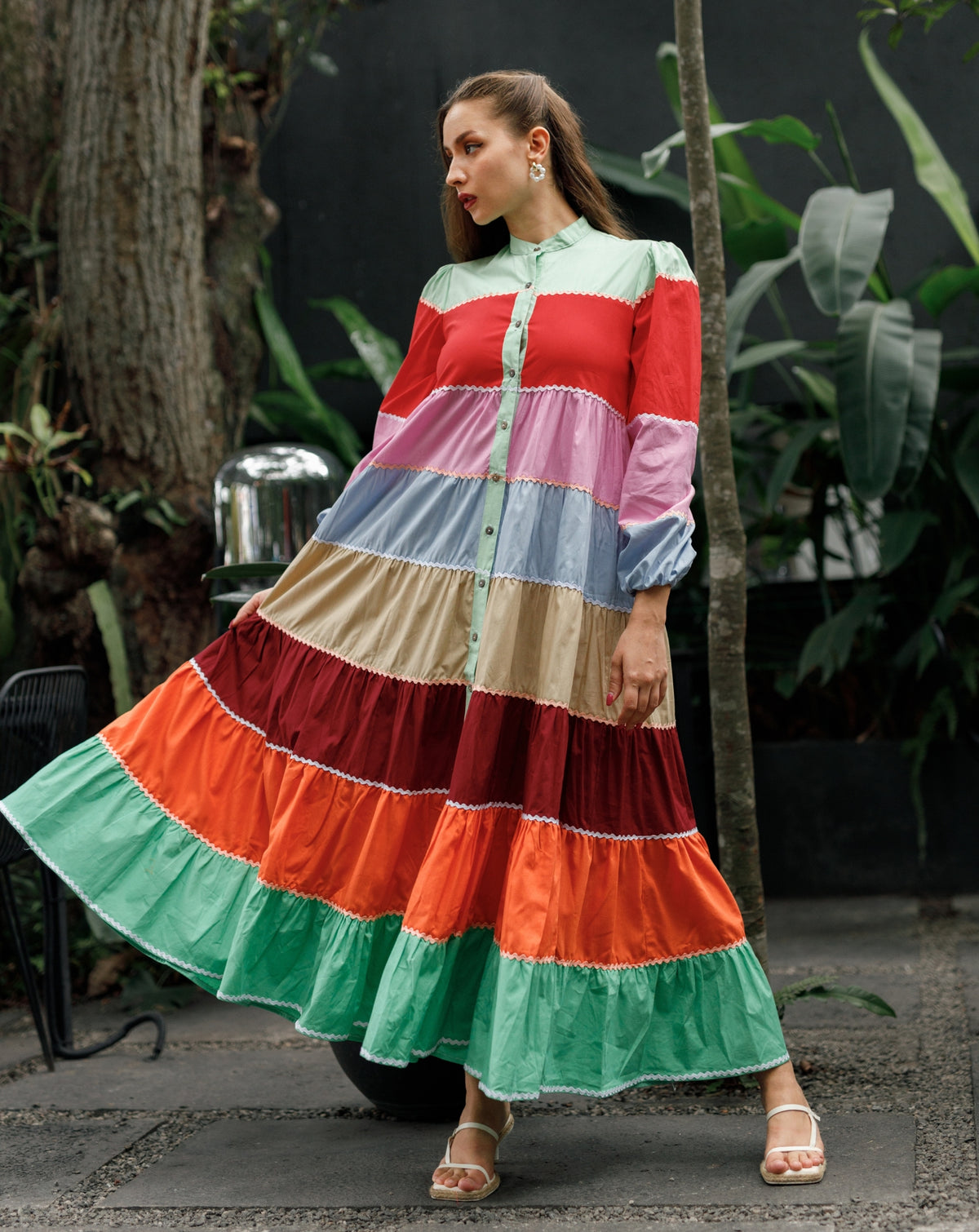 Multi Colored Long Sleeve Dress